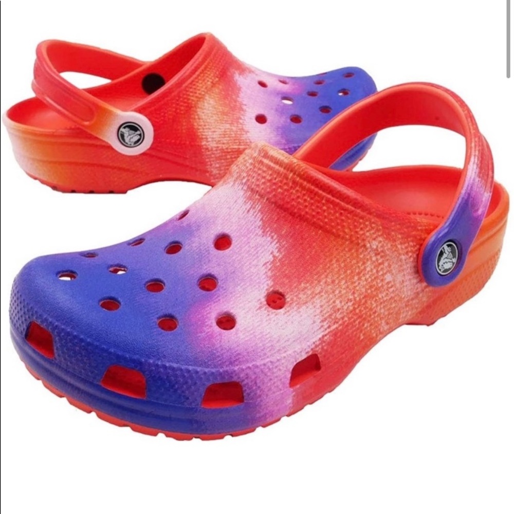 Crocs Classic Clog Vacay Vibes Tie Dye Women’s 7 Colorful Slip On Rubber Rare